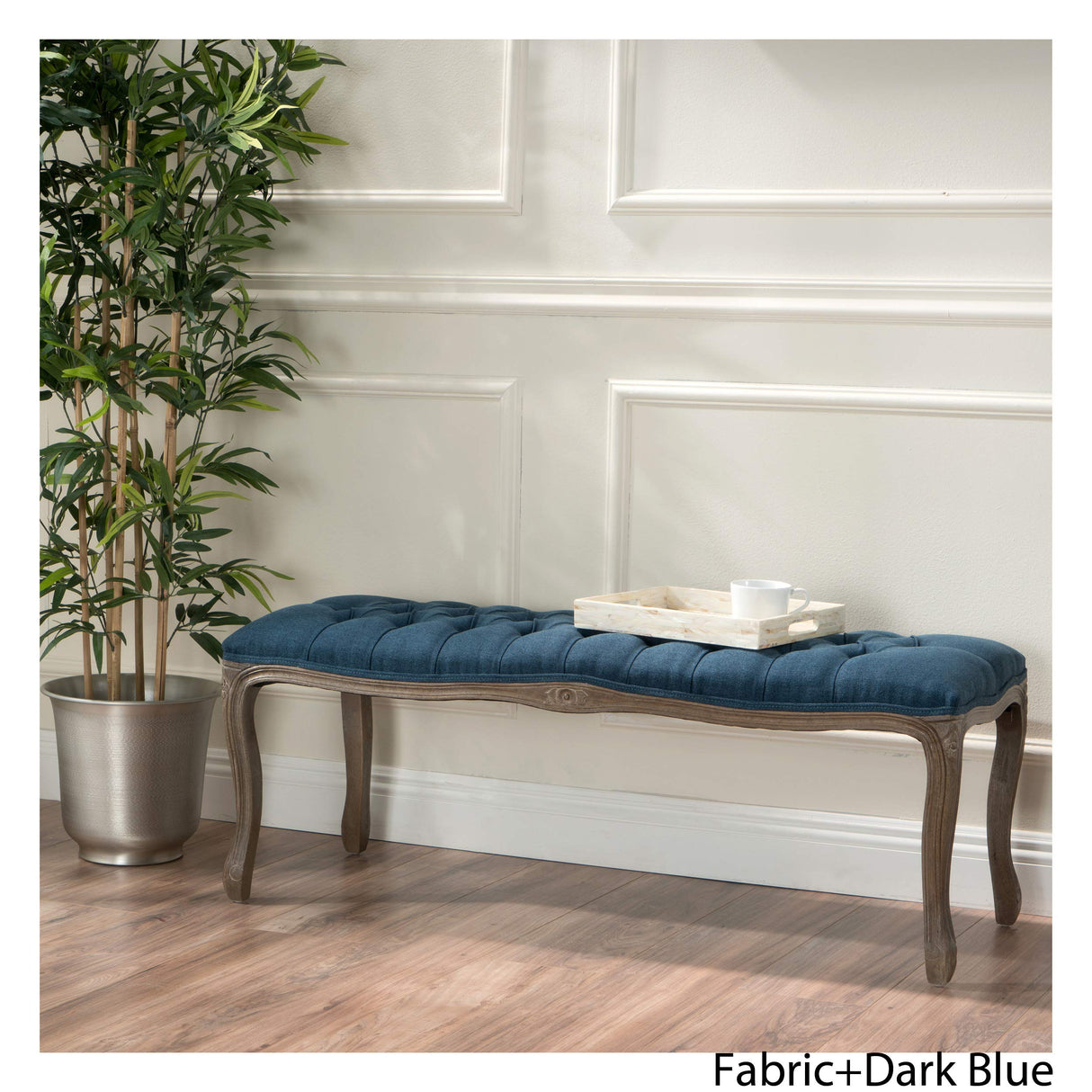 Christopher Knight Home Tassia Tufted Fabric Bench, Dark Blue