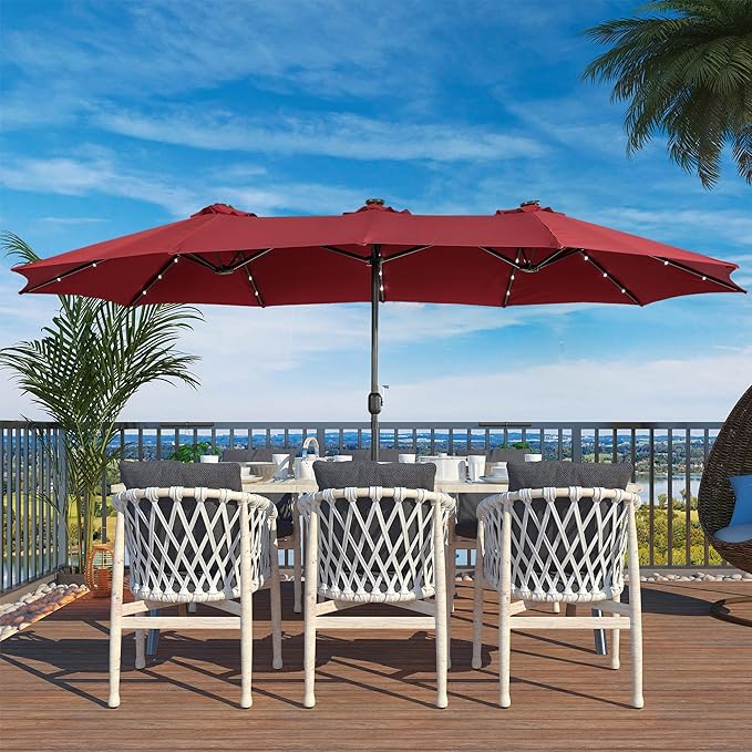 Base Included Outdoor Double-sided Umbrella Extra Large Patio Umbrella Patio Table