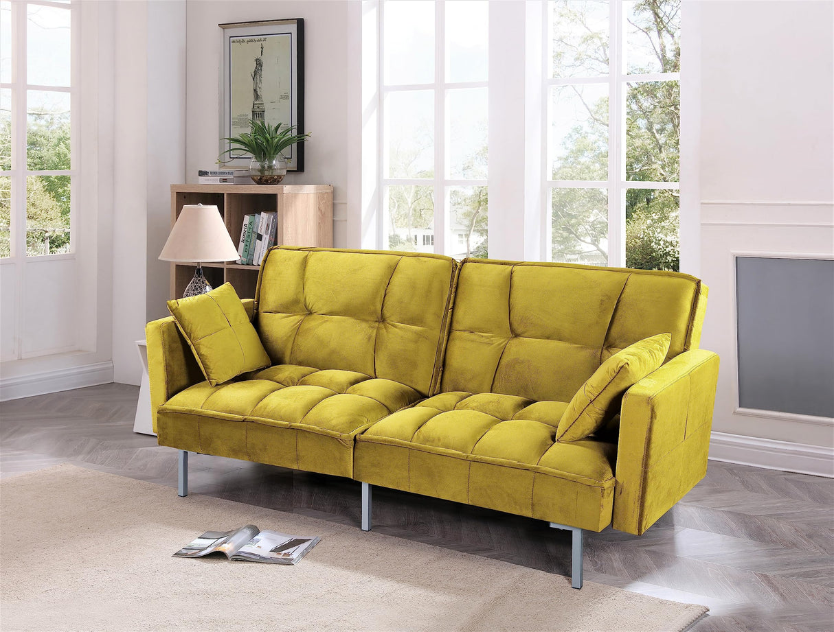 Regal Convertible Sleeper Sofa Bed, Velvet Pull Out Couch with Mid-Century Style