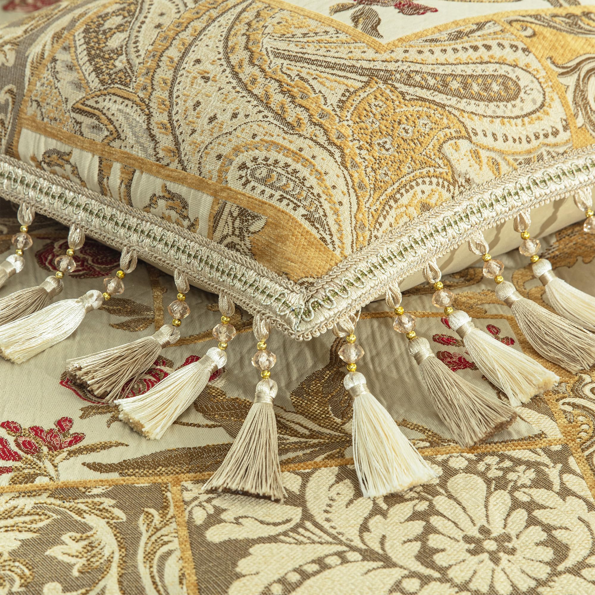 Comforter Set Patchwork Design, Jacquard Floral Comforter Set Queen Size, Luxury