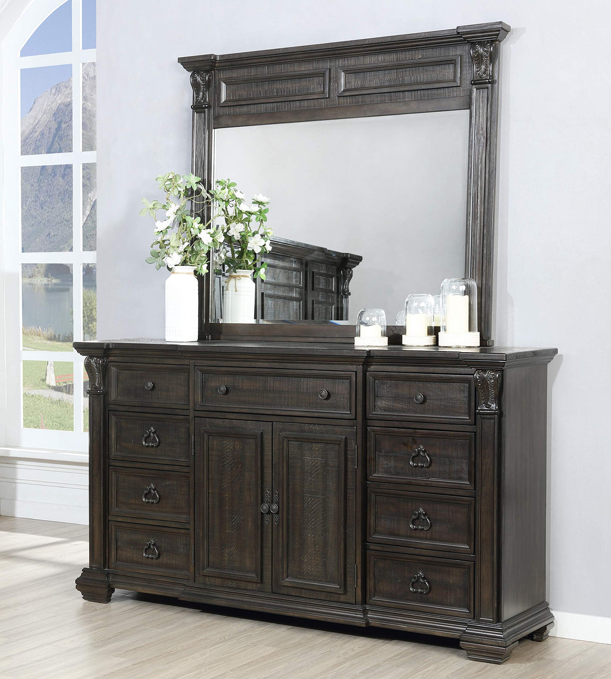 Farson Wood Panel Bed, Dresser, Mirror, Nightstand,