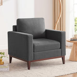 Oversized Accent Chair, Linen Fabric Living Room Chair Modern Reading Chair with Solid