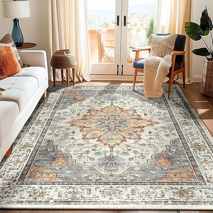 Area Rugs 5x7, Washable Rug, Non-Slip, Rugs for Living Room, Kitchen Rugs, Rugs
