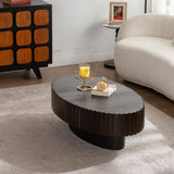 Oval Coffee Table for Living Room, Modern Wooden Drum Coffee Table Oval Coffee