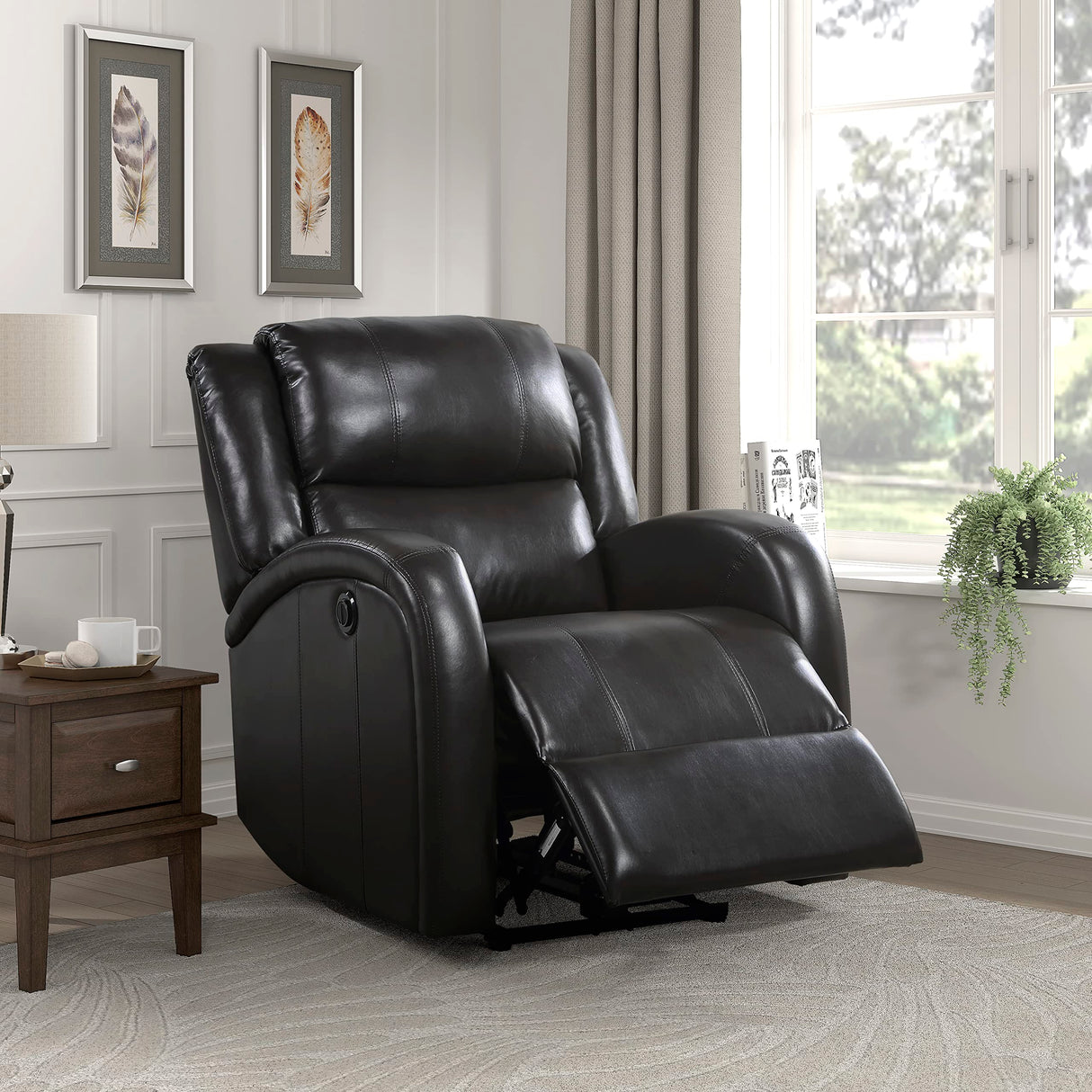 Leather Wall-Hugger Power Recliner, Brown