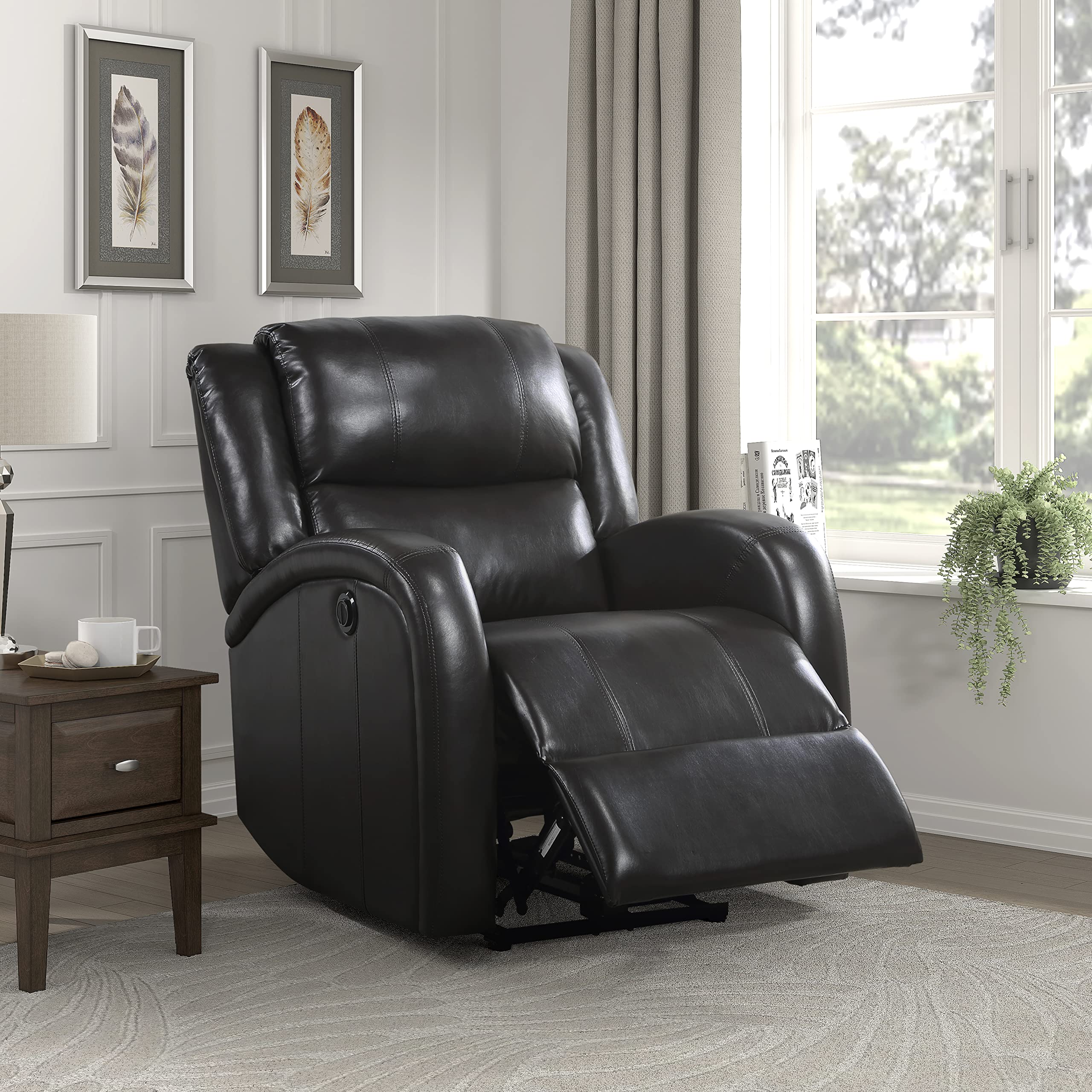 Leather Wall-Hugger Power Recliner, Brown