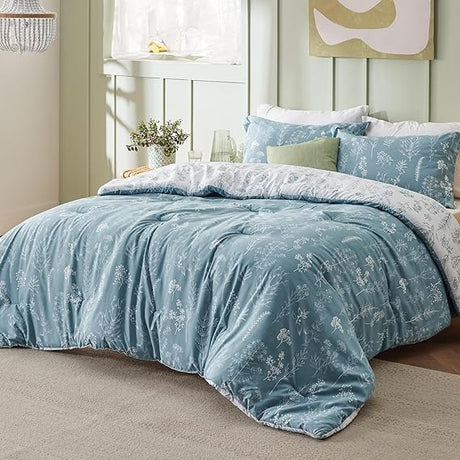 Floral Comforter Set - Queen Bedding Botanical Bed Comforter Queen Set