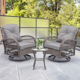 Swivel Patio Chairs, Outdoor Rocker Table and Chairs 3 Piece Bistro Set 360° Rattan Wicker