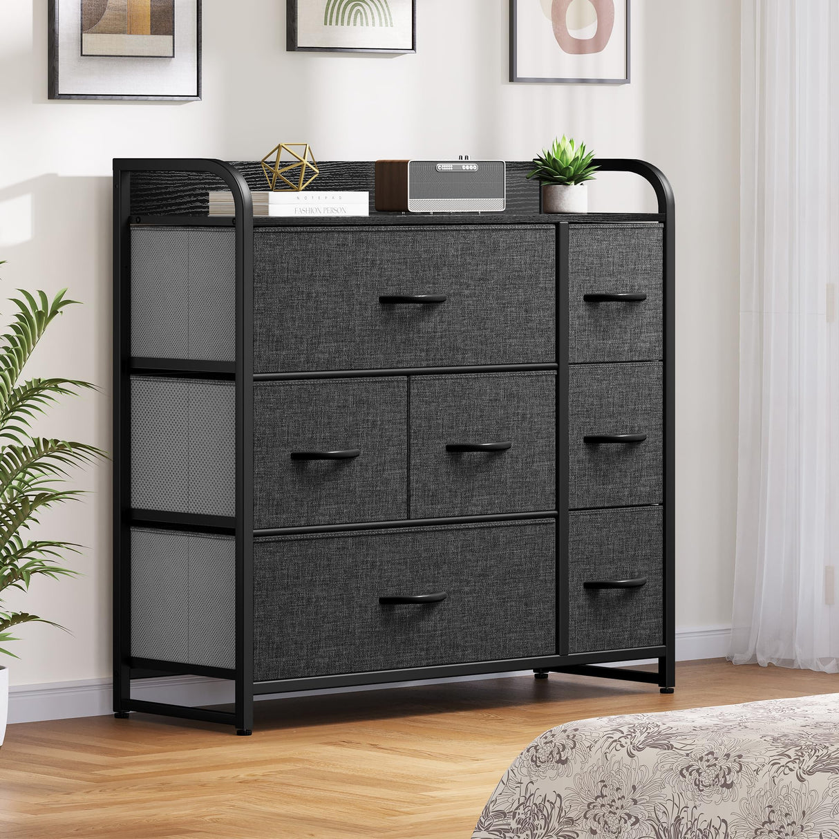 7 Drawers Dresser, Organizer Unit for Bedroom, Fabric Dresser Storage Tower for Hallway