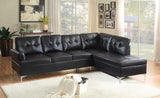 Barrington 109" x 108" PU Leather Chaise Sofa, Black