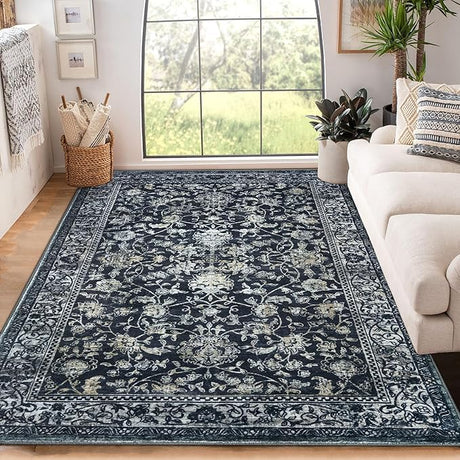 Area Rug 5x7 Living Room Rug Washable Rug Vintage Floral Rug Bedroom Rug Non Slip