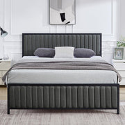 Full Size Bed Frame with Upholstered Tufted Headboard & Footboard,