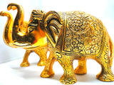 URBAN HAAT Metal Elephant Showpiece, 5 Inch, Aluminium Gold Plated, 2 Piece