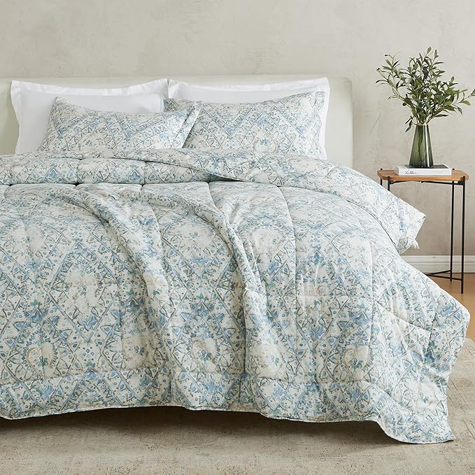 Twin Reversible Comforter Set | Down Alternative Sage Floral 2 Piece Comforter Sets