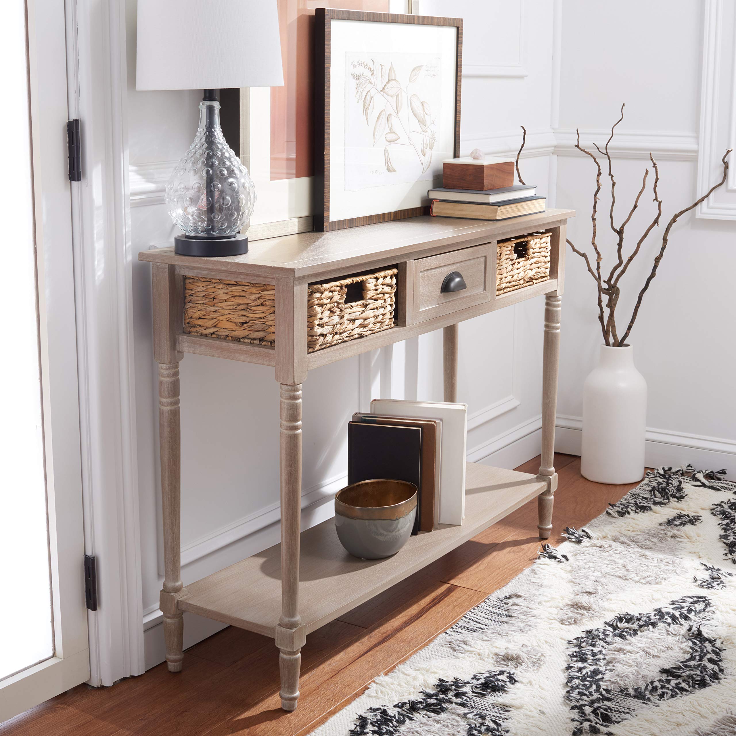 Home Collection Christa Vintage White 3-Drawer Storage Console Table