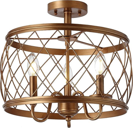 Eleanor 15" 3 Metal LED Semi Flush Mount Ceiling Traditional Dimmable