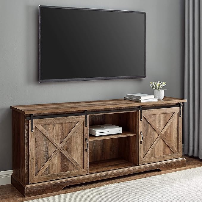 Corbin Modern Farmhouse Sliding X Barn Door TV Stand for TVs up to 80 Inches