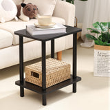 Side Table 2-Tier end Table, 15.7x11.8x18.7in Nightstand with Storage Shelf