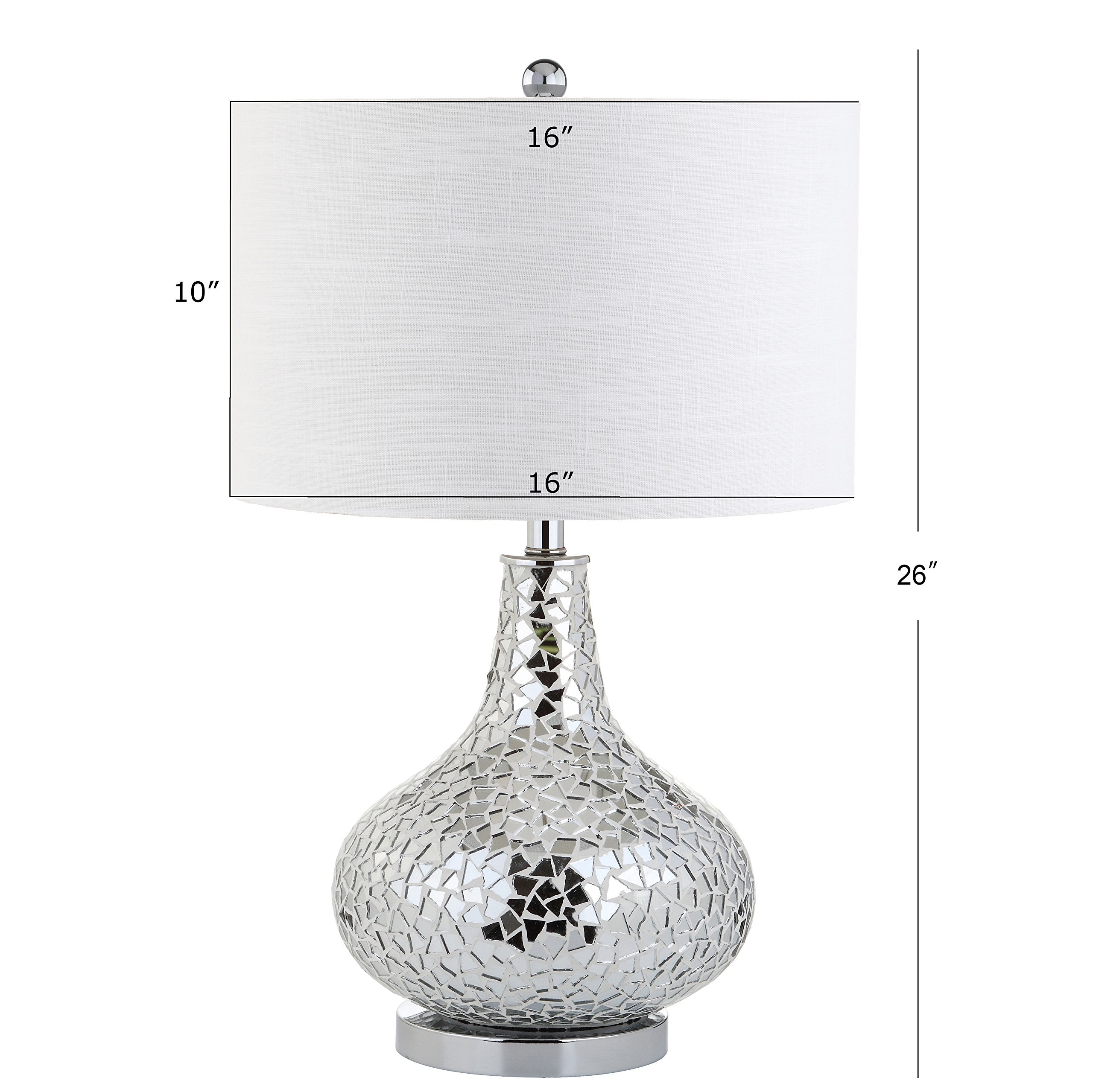 jYL1056A Emilia 26" Mirrored Mosaic LED Table Lamp Contemporary Glam Bedside Desk