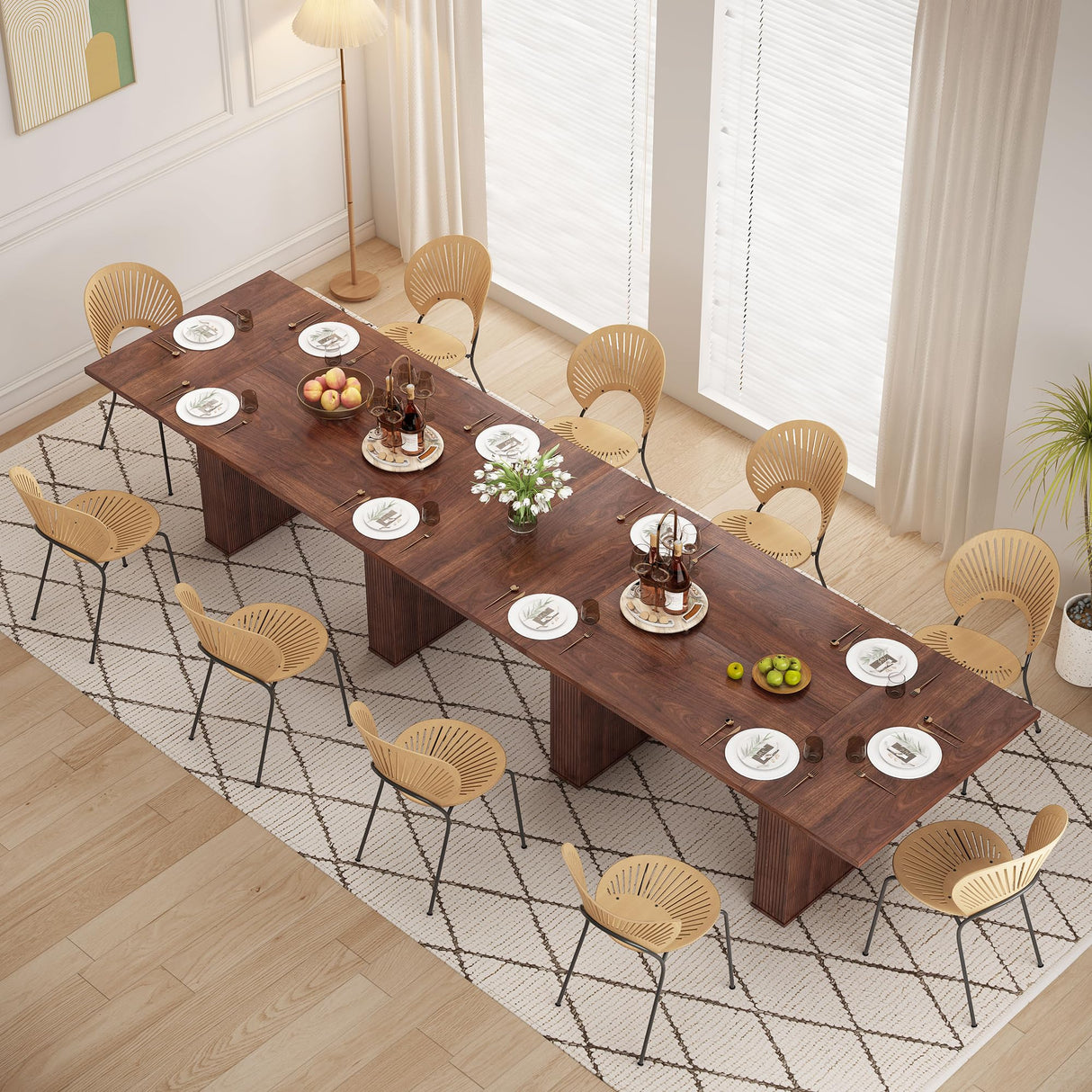 78 Inch Dining Table for 6 8 10, Modern Farmhouse Rectangular Kitchen Table, Long Dining
