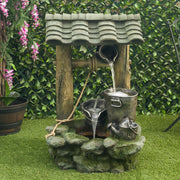 Water Well Fountain with LED Lights – Serene Outdoor Waterfall Water Feature for Garden