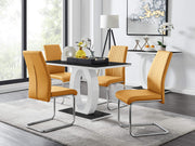 Giovani High Gloss Glass Dining Table with 4 Upholstered Chairs