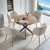 Warm Wood Walker Seven Piece Dining Set, Brown & Light Grey