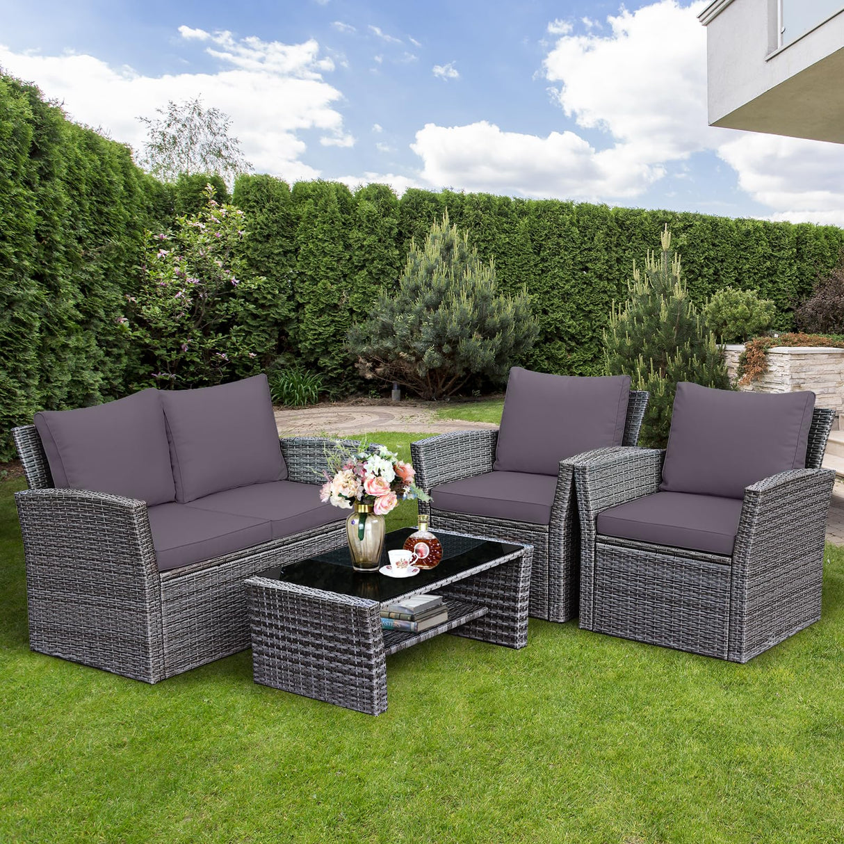 Furniture Set, All Weather Outdoor Sectional Rattan Sofa Set