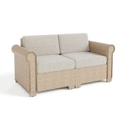 Patio Rattan loveseat, 2-Seat Wicker Rattan Sofa with 5.5" Thick Waterproof Cushions