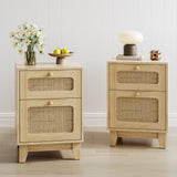 Modern Wicker Rattan Stand,Rattan Stand with Drawer and Charge Station