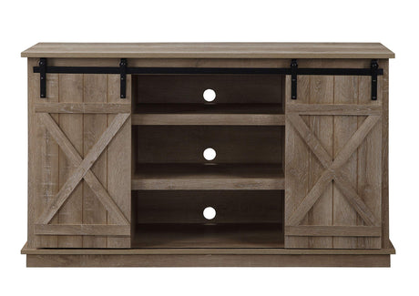 2-Door TV Stand with Cable Management Holes in Oak