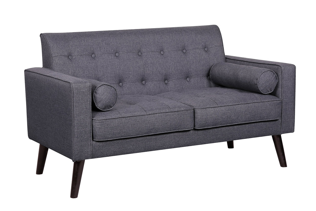 Modern Collection Upholstered Linen loveseat with Wood Legs and Two Button