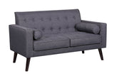 Modern Collection Upholstered Linen loveseat with Wood Legs and Two Button