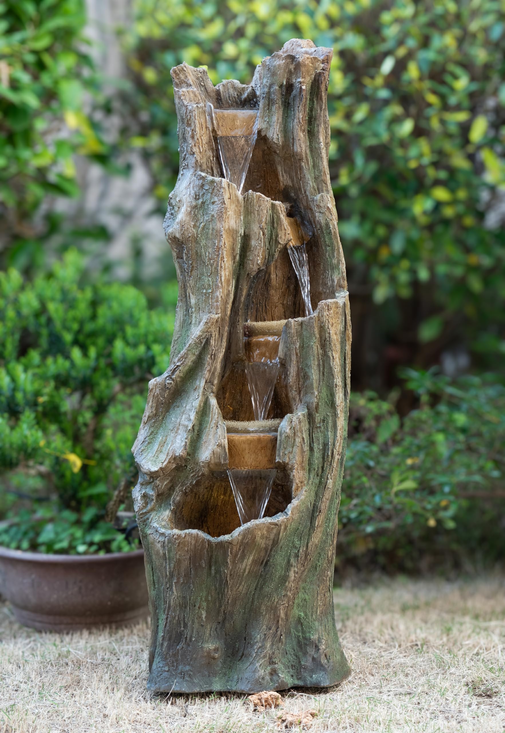 Waterfall Fountain for Outdoor Gardens and Patio Backyards – Includes Energy-Efficient LED