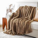 Luxury Faux Fur Throw Blanket, Soft Cozy Mink Fur Blanket for Couch, Sofa, Chair