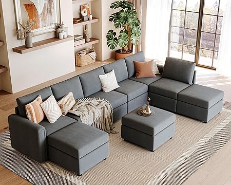 Modular Sectional Sofa, Oversized Sectional Couch with Storage, Ottomans