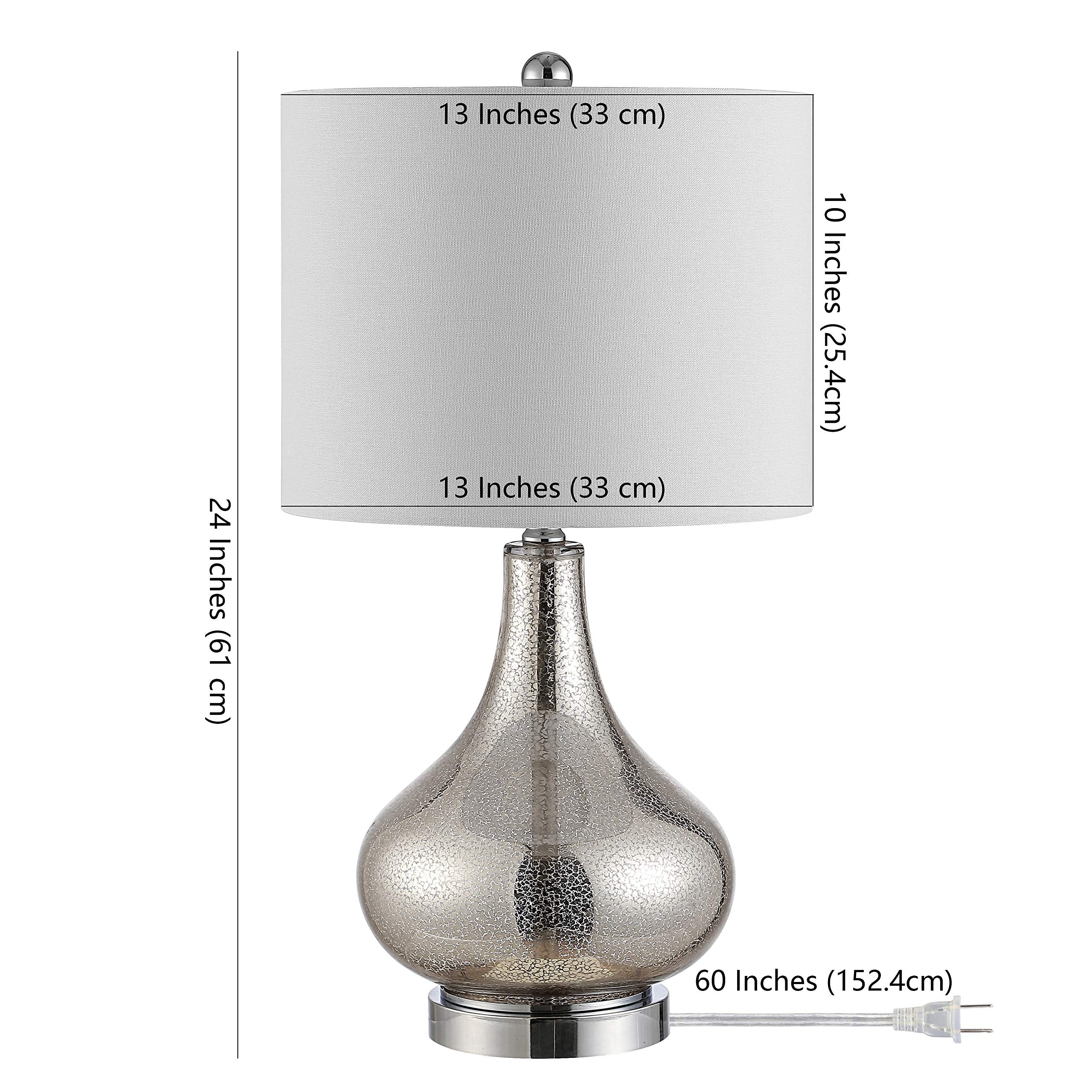 Lighting Collection Brooks Silver Glass 24-inch Bedroom Living Room Home Office Desk