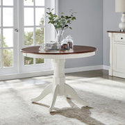 5-Piece Traditional Round Dining Table Set for 4, Distressed White
