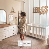 4-in-1 Convertible Baby Crib, Bianca White with Natural Legs