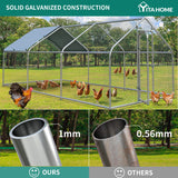 Large Metal Chicken Coop with Waterproof Cover, 19.68'L x 9.84'W x 6.49'H Walk-in