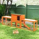 Extra Large Rabbit Hutch Bunny Cage Outdoor Indoor, 2-Story 94.5”L Big Wooden