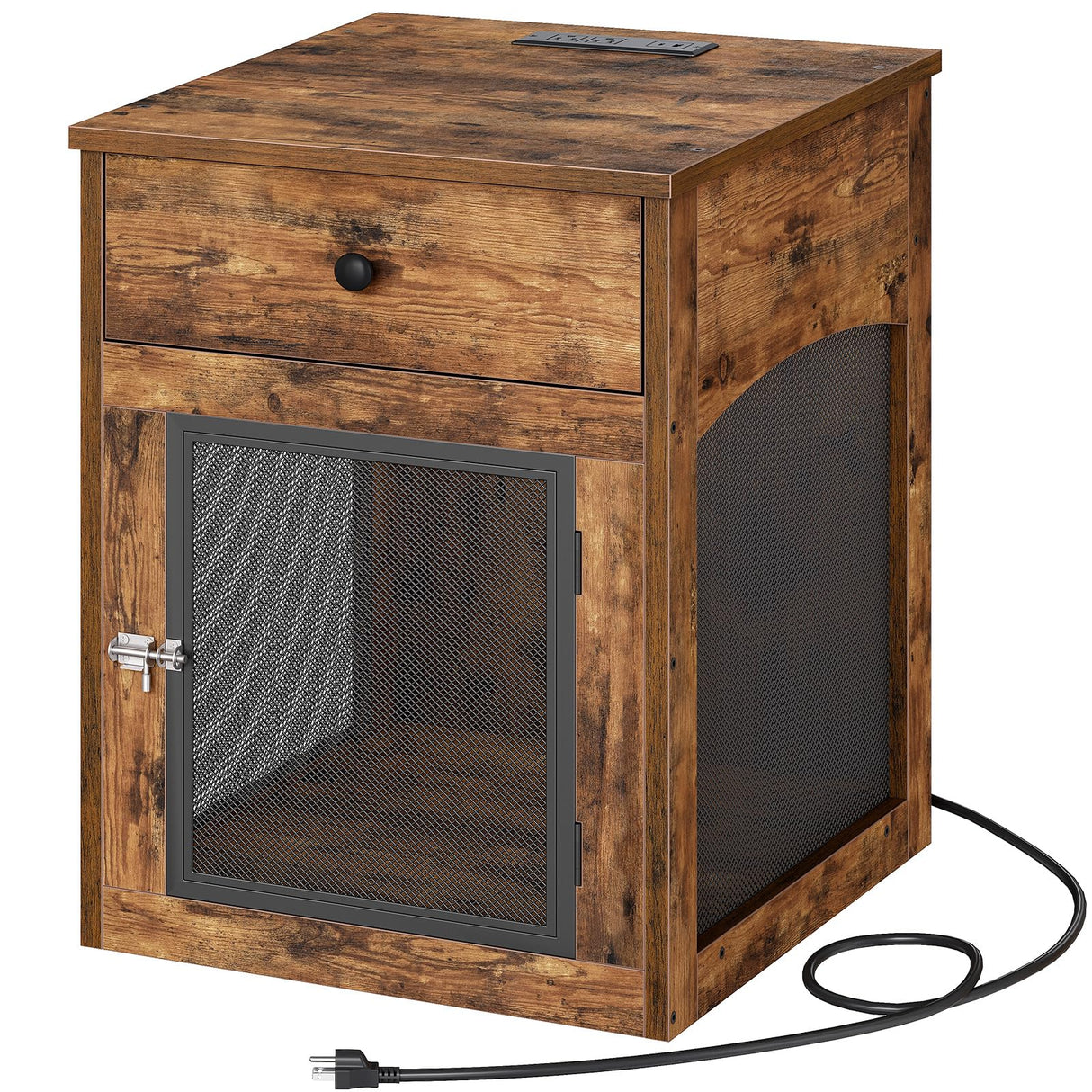 Dog Crate Furniture with Charging Station and Drawer