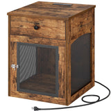 Dog Crate Furniture with Charging Station and Drawer