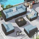 Outdoor Patio Furniture Set 7-Piece All-Weather Sectional Sofa Outside Couch