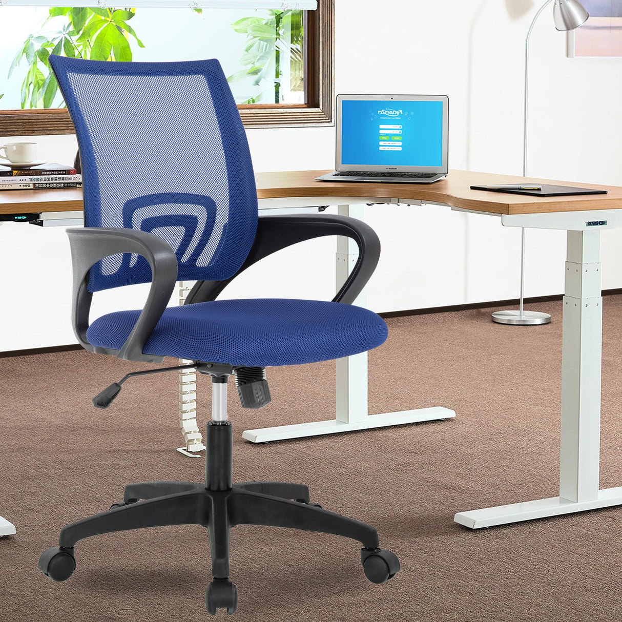 PayLessHere Home Office Chair Desk Computer Chair Adjustable Ergonomic Chair Lumbar Support Armrest Executive with High Density Mesh 360 Degree Swivel Chair for Adults Chair (Pack of 1, Blue)