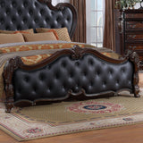 Agatha Traditional Wood Queen Bed Frame with Tufted Leatherette Headboard