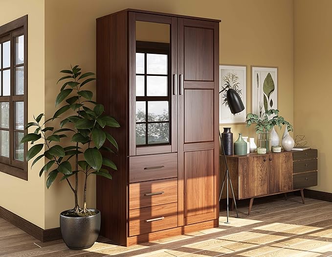 100% Solid Wood Metro 2-Door Wardrobe w/Raised Panel Doors