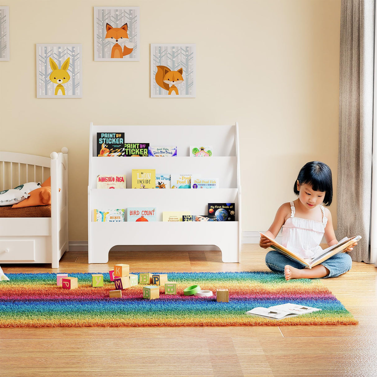 Butterfly Kids Bookshelf - Nursery Bookshelf for Storage Organizer, Free Standing