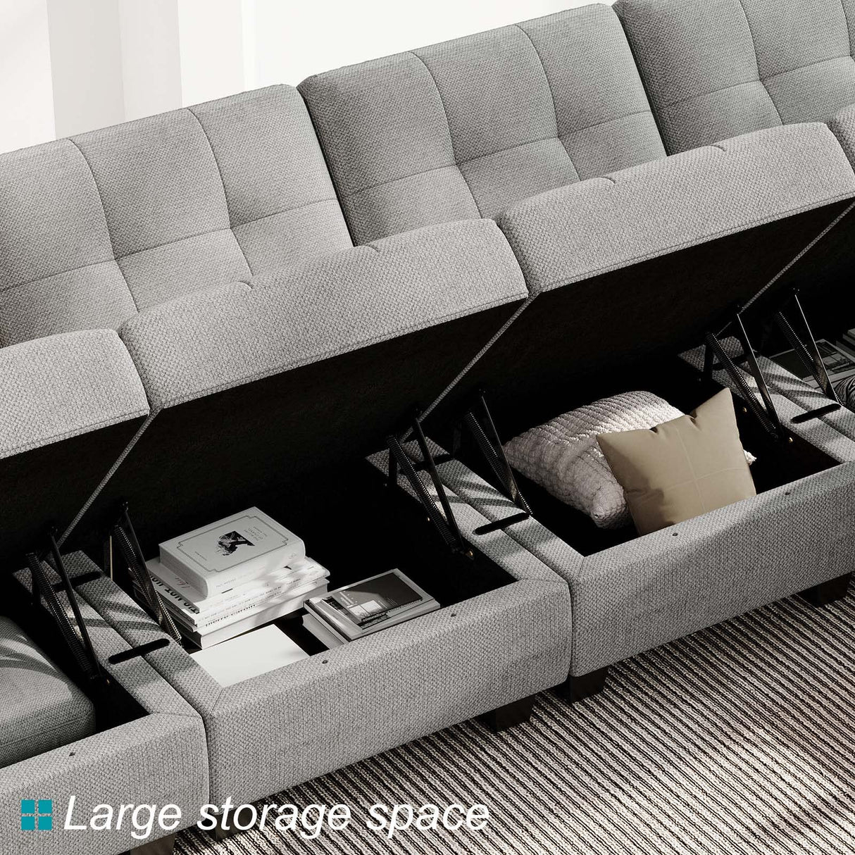 Modular Storage U-Shape Sectional Sofa Couch with Reversible Chaises 7-seat Sofa