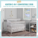 Ashton 4-In-1 Convertible Crib In Grey, Greenguard Gold, JPMA Certified, Non-Toxic